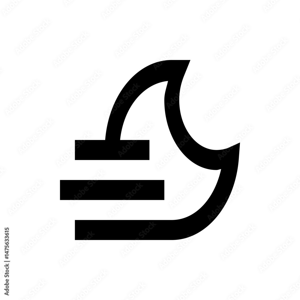 Poster abstract depiction of a stylized wave with horizontal lines in black and white minimalist design sty
