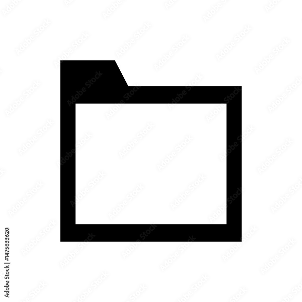 Poster illustration of a simple outlined folder icon with a black border and white fill on a plain backgrou