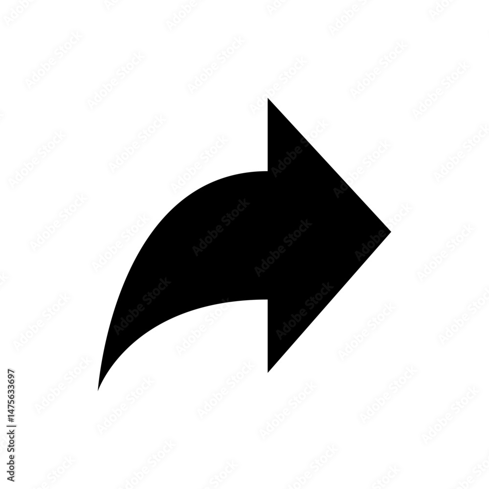 Poster a black share icon featuring a curved arrow pointing to the right on a white background image design