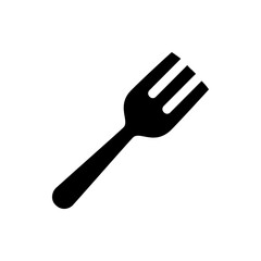 A simple black and white illustration of a fork with three tines on a plain white background image here
