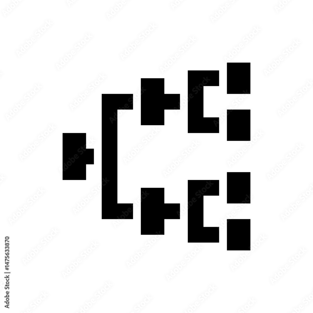 Poster Abstract black and white geometric pattern featuring interconnected rectangular shapes and pixelated design