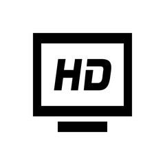 Illustration of a black and white television screen displaying the letters hd in a bold sans serif font