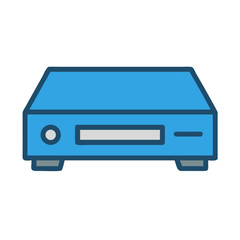 Blue Set-Top Box Digital Media Player Illustration Style