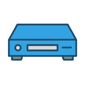 Blue Set-Top Box Digital Media Player Illustration Style