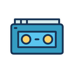 Retro Audio Cassette Player Icon on Black Background