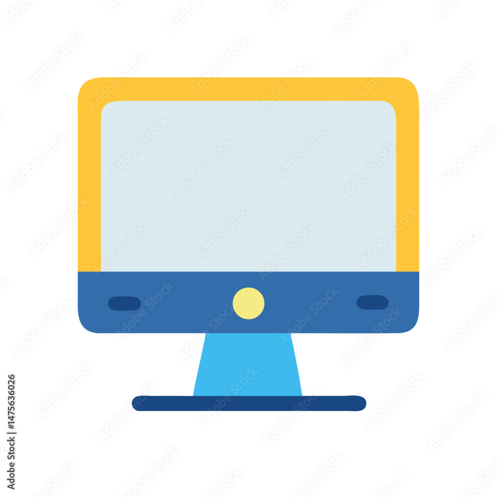 Poster flat icon vector illustration of a computer monitor