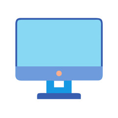 Modern flat design computer display icon on black