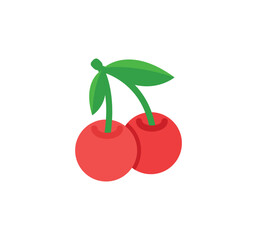Cherry vector isolated emoticon. Cherry emoji. Cherry color icon