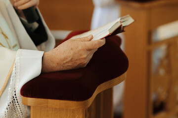 Priest Vestments During Holy Mass and Confession in Catholic Church