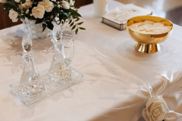 Holy Eucharist in Golden Chalice During Catholic Mass Ceremony
