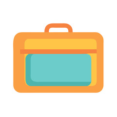 Minimalist Orange and Blue Briefcase Icon on Black Background