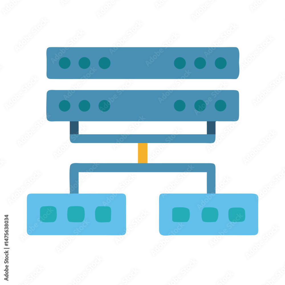 Poster simple network infrastructure illustration with servers and clients