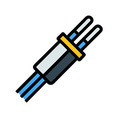 Fiber Optic Cable Connector on Black Background Illustration