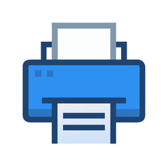 Blue Printer with Paper on Black Background Icon