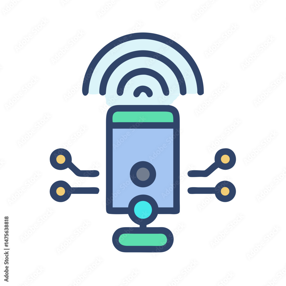 Poster smart device connection icon with wifi signal illustration