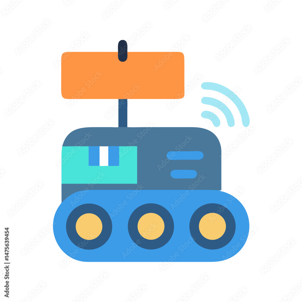 Poster automated delivery robot icon, autonomous vehicle concept