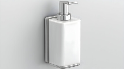 Wall-mounted ceramic soap dispenser in modern bathroom.  Clean design for hygiene and minimalist decor