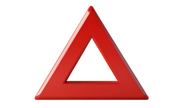 D red triangle with exclamation mark icon, transparent background