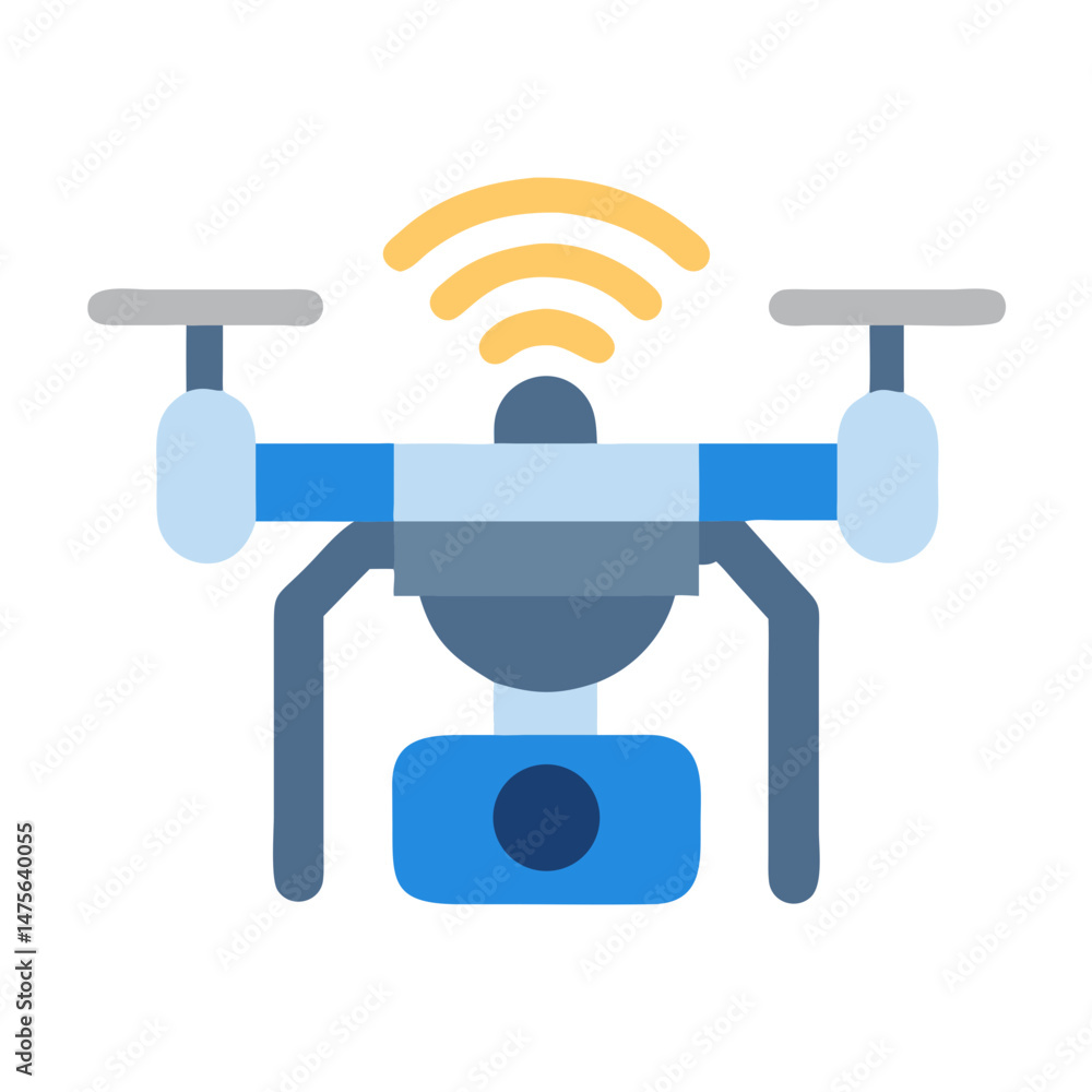 Poster drone with camera vector icon on black background