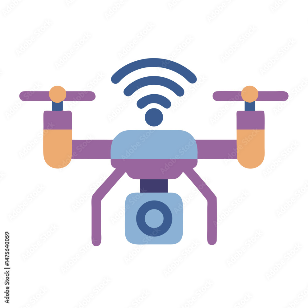 Poster simple drone illustration with wifi signal in minimalist style