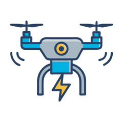Drone with Energy Lightning Bolt Icon on Black