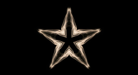 Majestic Star Formed From Flowing Golden Smoke on Black Background