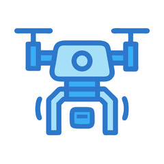 Blue Drone Icon Design on Black Background Illustration