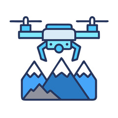 Obraz premium Drone flying over mountains with an abstract style