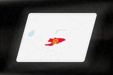 Kyrgyzstan Highlighted in Flag Colors on Geographic Map.