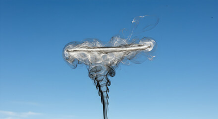Abstract Smoke Artistry Ascending Against Azure Sky Visual Experiment