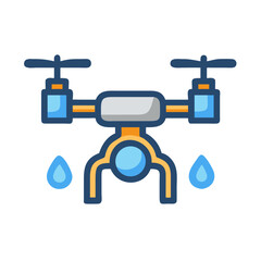 Agricultural drone vector illustration for farming and irrigation