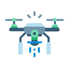 Stylish Drone Flat Icon on Black Background Design