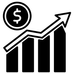 Growth glyph, mini illustration icon. use for modern concept, print, UI, UX kit, web and app development. Vector related to sales, logistic and ecommerce