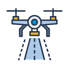 Drone vector icon illustration on a black background