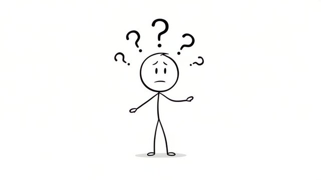 Stick figure expressing confusion illustration