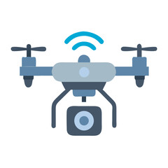 Drone with Camera Flat Vector Illustration on Black