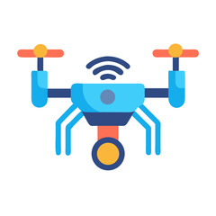 Aerial drone icon with wifi signal and camera