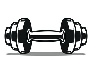 Black and White Dumbbell Vector, Gym Equipment Icon for Fitness, Workout, and Weight Training Designs.