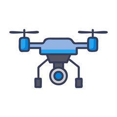 Stylized Blue Drone Illustration on Black Background