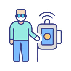 Hacker using digital device, access denied, cybersecurity breach