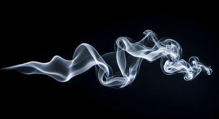 Fototapeta premium Elegant Swirls Of Incense Smoke On Dark Background In Horizontal Format