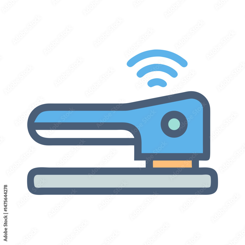 Poster smart stapler vector icon with wireless connection symbol