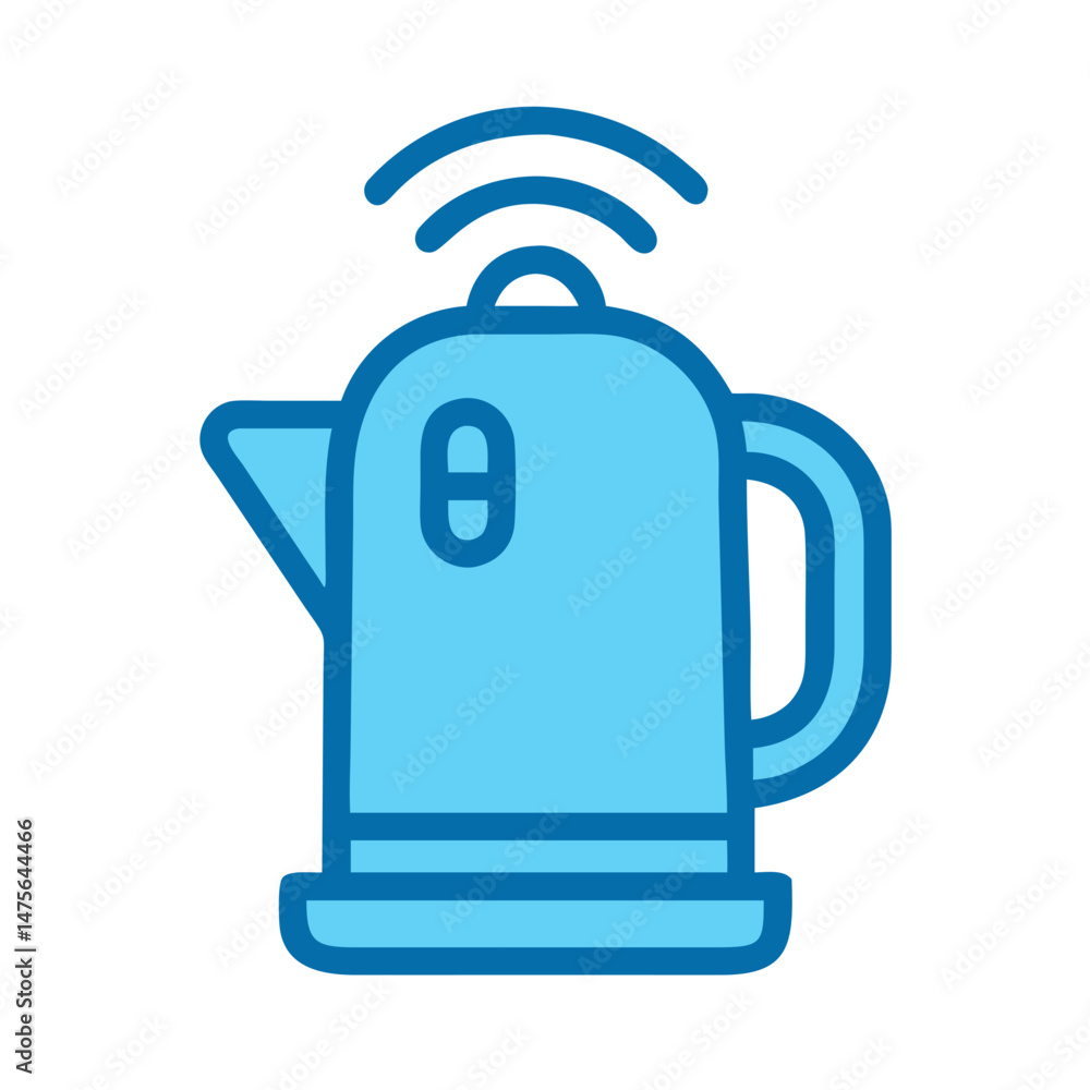Poster smart kettle icon with wireless connection symbol design