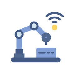 Smart factory robotic arm with wireless connectivity icon