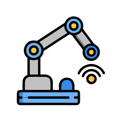 Industrial Robotic Arm Icon, Automation, Manufacturing, and Precision