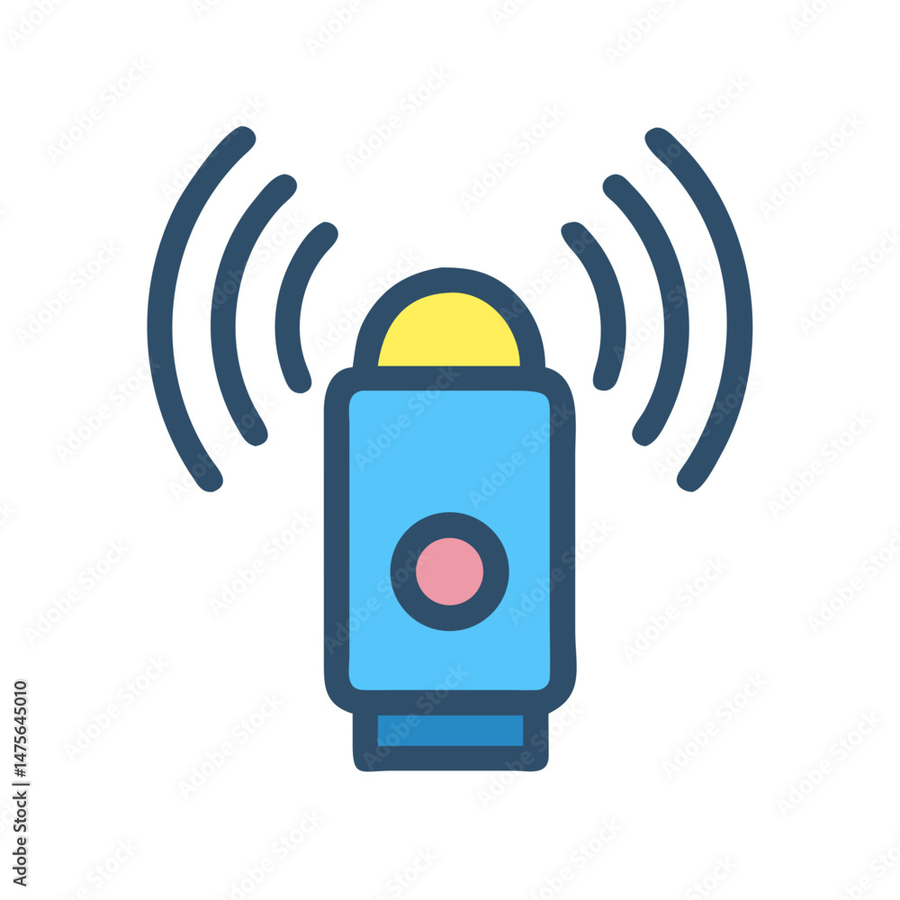 Poster smart device with wireless signal icon on black background