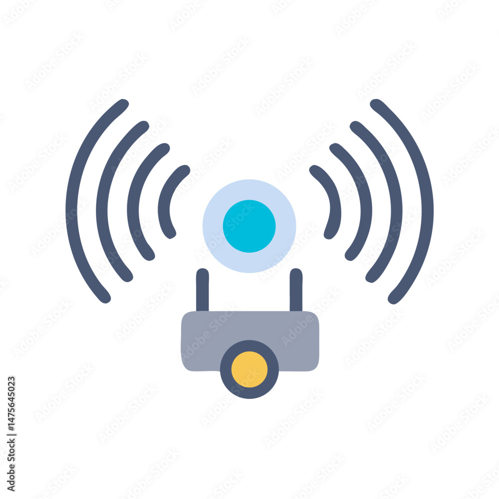 Aufkleber wireless router access point icon on black background
