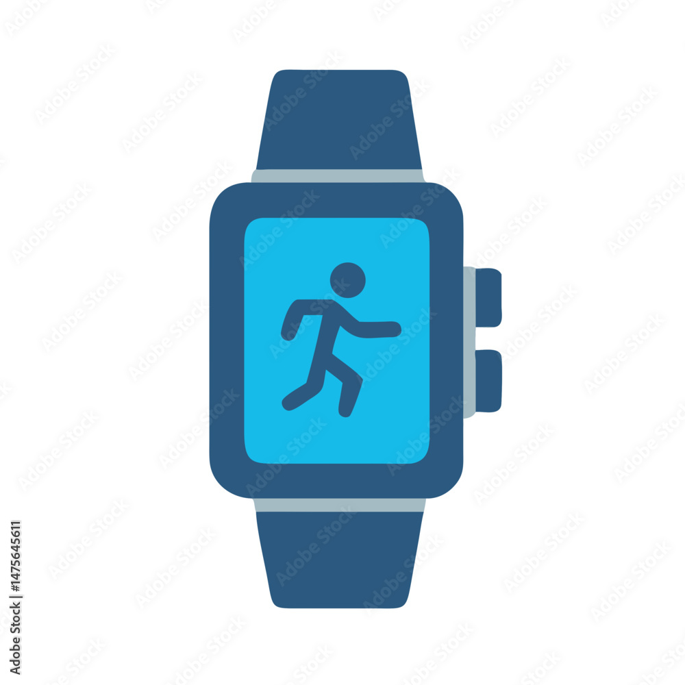 Poster smartwatch with running activity tracker, isolated vector icon