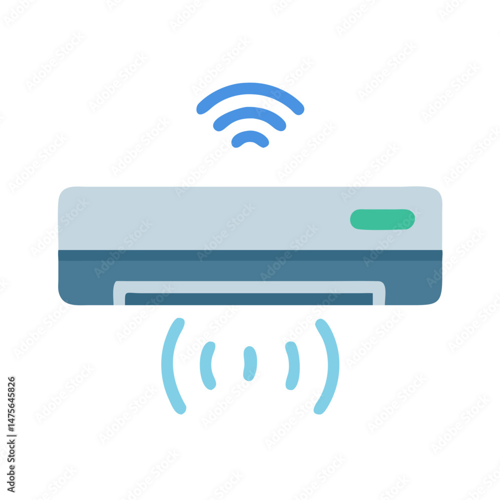 Poster smart air conditioner unit with wifi connection icon