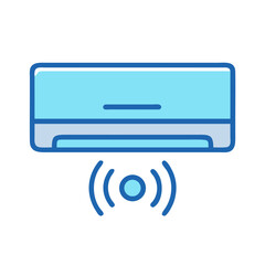 Smart Air Conditioner WiFi Connected Icon, Blue Style